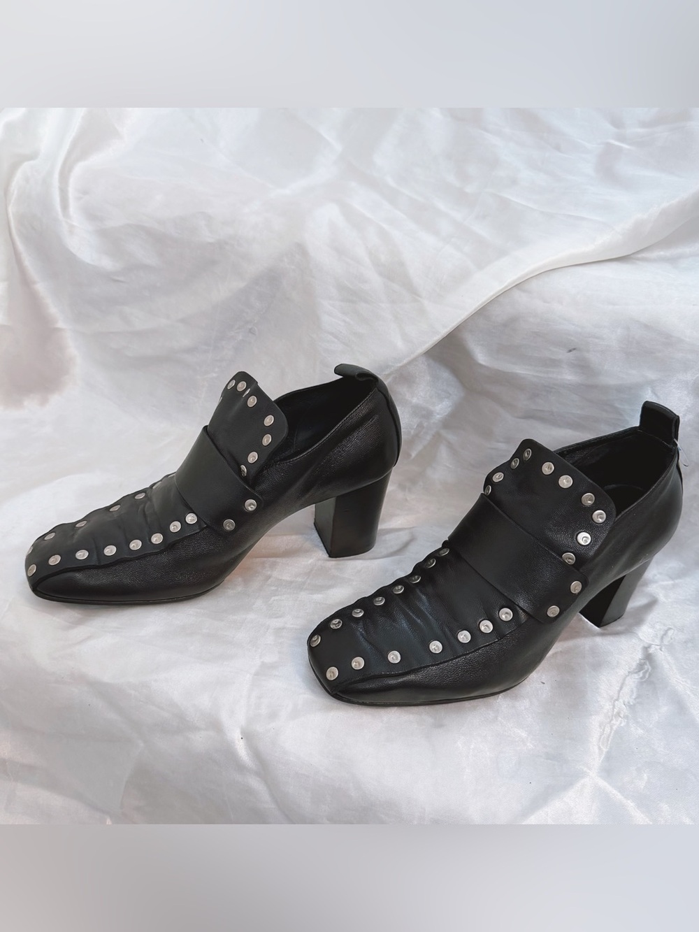 Celine Black Studded Leather Slip On Heel - Picture 3 of 8